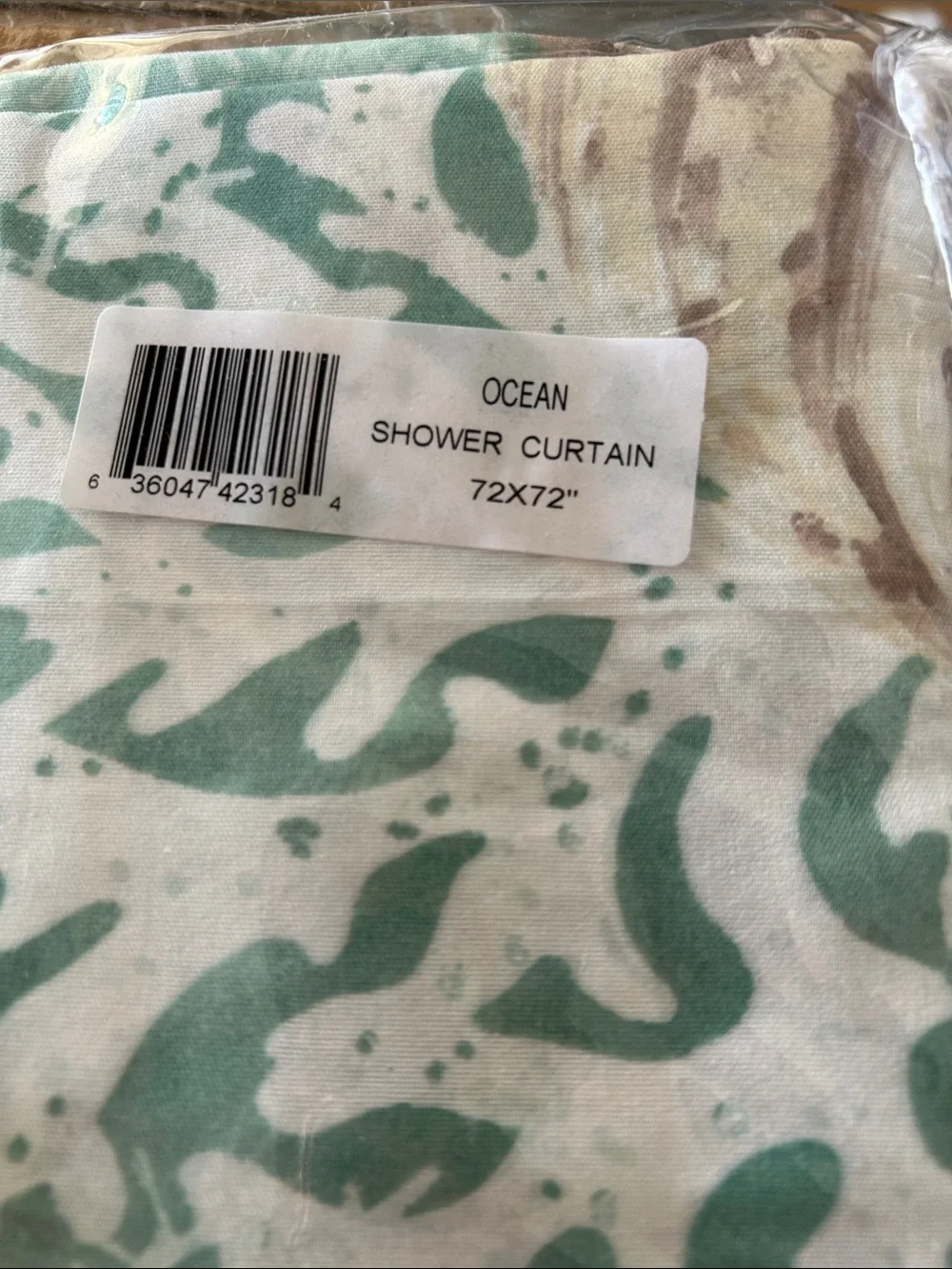 Coastal Seashell Shower Curtain in Aqua and Beige